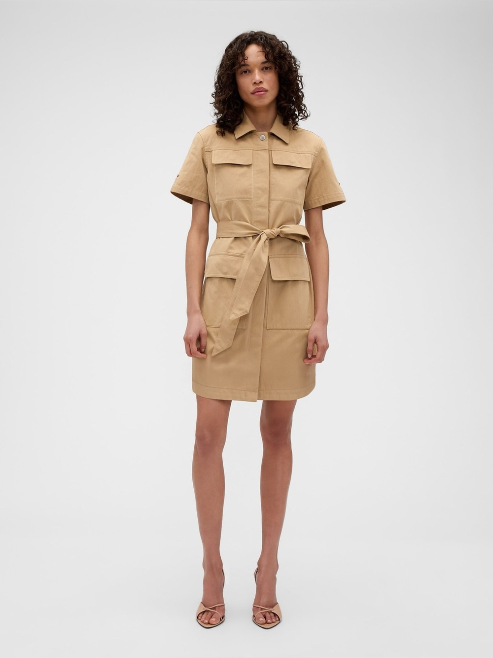 Victoria Beckham Tan Utility Shirt Dress